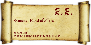 Remes Richárd névjegykártya