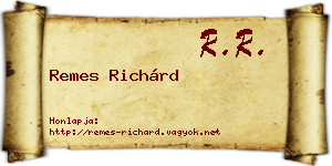 Remes Richárd névjegykártya
